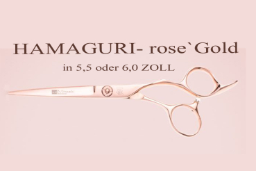 HAMAGURI rose`GOLD mit Kugellager , PROFI-SCHERE in ERGO Form (in 5,5 - 6,0 ZOLL oder 7,0 ZOLL) Schneiden-Pointen-Slicen, unsere Empfehlung für TOP-Stylisten, Premiumklasse, mit Garantie & Zubehör